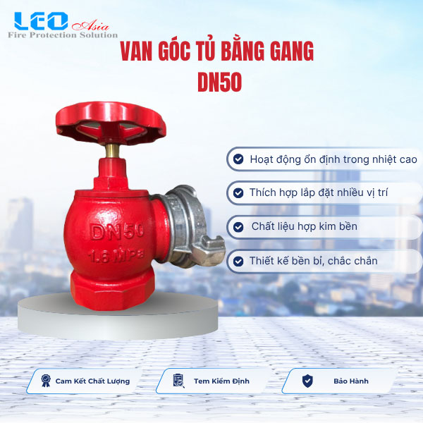 Van góc tủ bằng gang DN50 đã bao gồm kiểm định