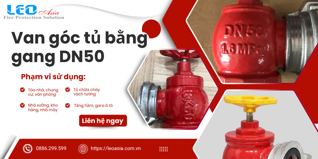 Van góc tủ bằng gang DN50 đã bao gồm kiểm định