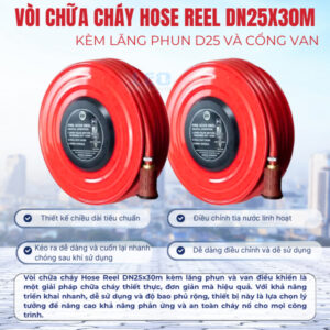 Vòi chữa cháy Hose Reel DN25x30m (kèm lăng phun D25 và cổng van)