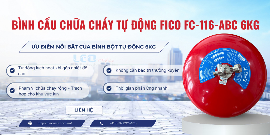 Bình cầu chữa cháy tự động FICO 6kg FC-116-ABC