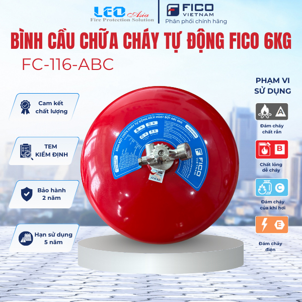 Bình cầu chữa cháy tự động FICO 6kg FC-116-ABC Bình cầu chữa cháy tự động FICO 6kg FC-116-ABC
