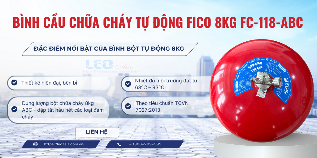 Bình cầu chữa cháy tự động FICO 8kg FC-118-ABC