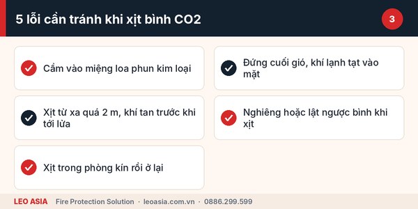 Cách dùng bình chữa cháy CO2: danh sách lỗi cần tránh khi xịt